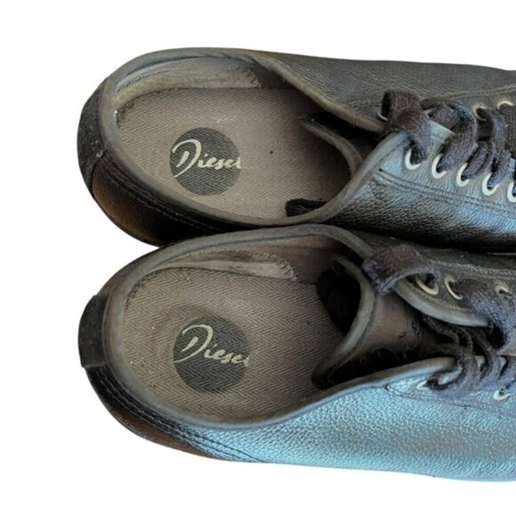 Diesel Industry Nostalgia Leather Sneakers Black US 9 Y2K - Picture 12 of 16